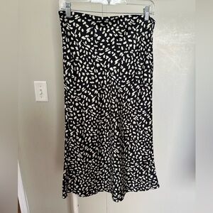 Hey You Black and White Dalmatian Print Silky Midi Skirt Size Medium HYBW-1006